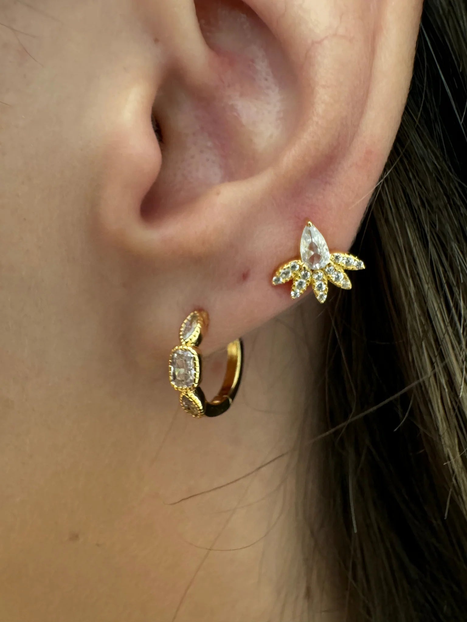 Athena Designs Dainty CZ and Gold Vermeil Stud Earring