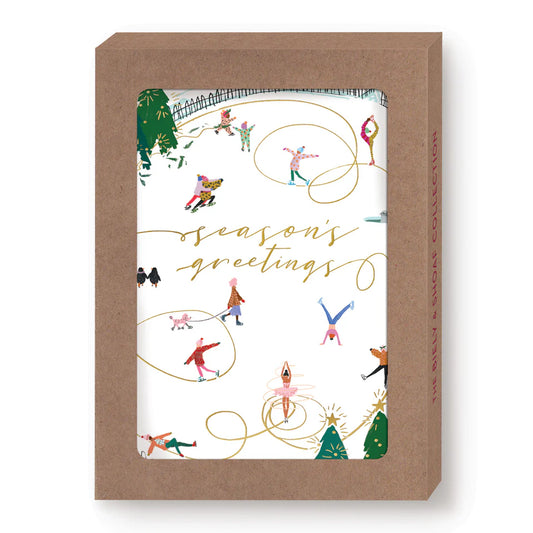 Ice Skaters Boxed Holiday Cards - Set of 10