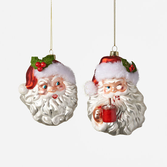 Glass Santa Ornaments