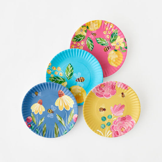 Bee And Flower Melamine "Paper" Plate