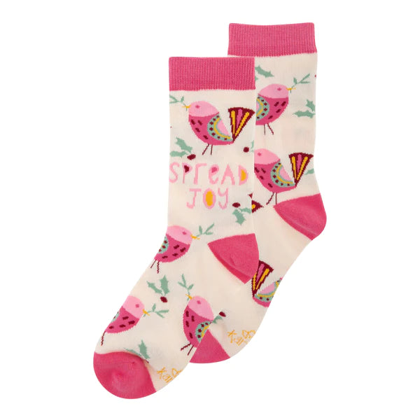 Holiday Socks Spread Joy Bird