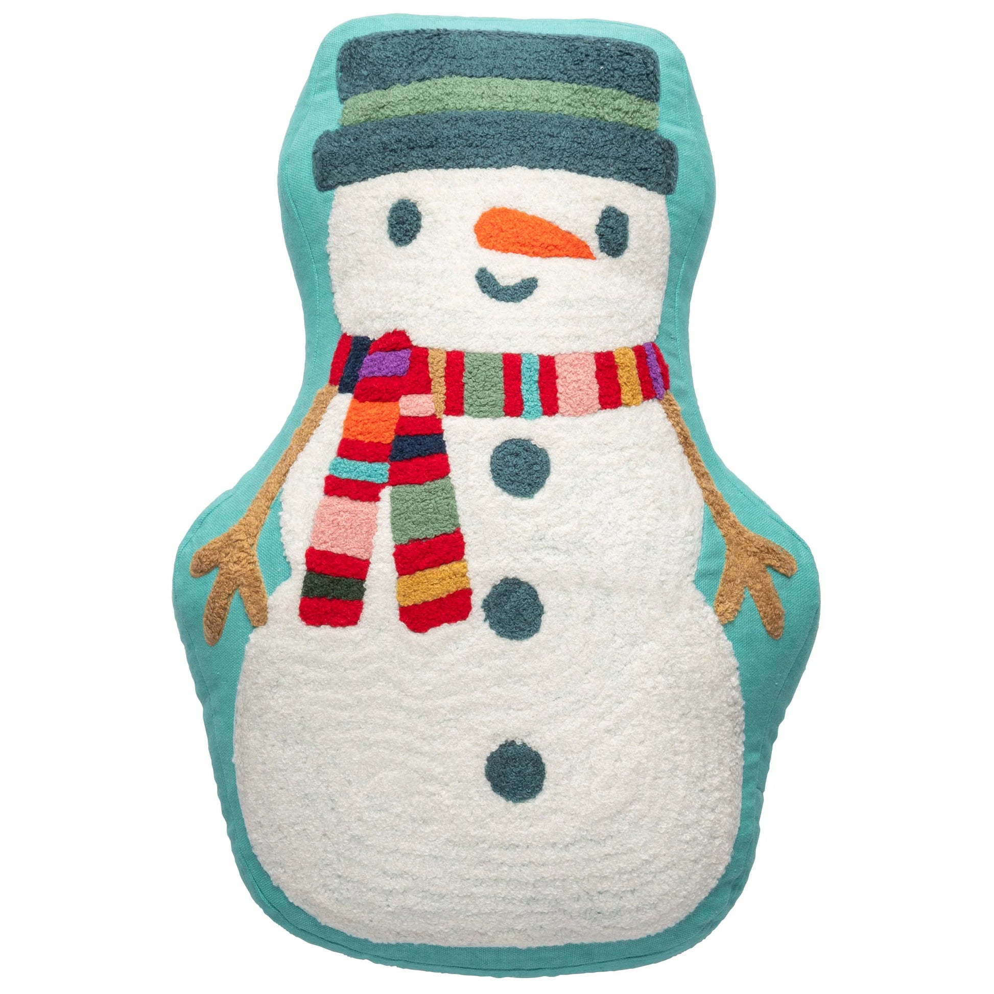 Snowman Shaped Embroidered Pillow