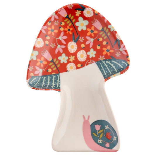 Calico Trinket Tray Mushroom