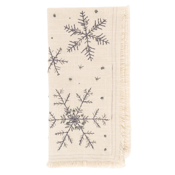 Embroidered Cotton Dinner Napkins Snowflake