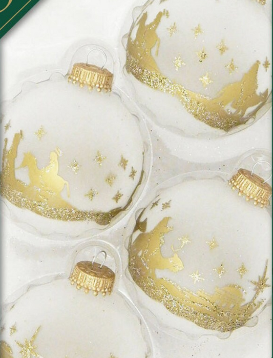 Krebs Frost Glass Gold Bethlehem Scene Ornament