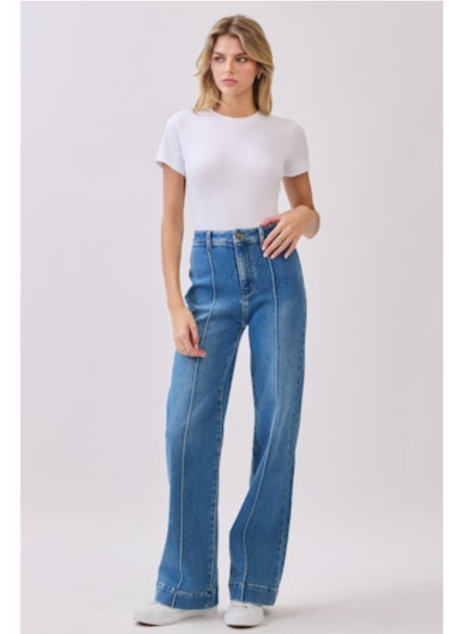 L.T.J. Andrea Wide Leg Jeans With Pintuck