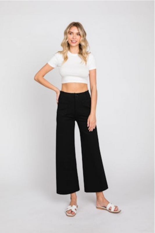L.T.J. Cropped Wide-Leg Ponte Pant
