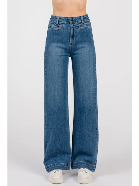 L.T.J. Wide Leg Jeans With Front Welt Pockets