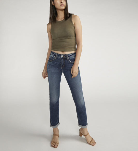 Silver Boyfriend Mid Rise Slim Leg Jeans