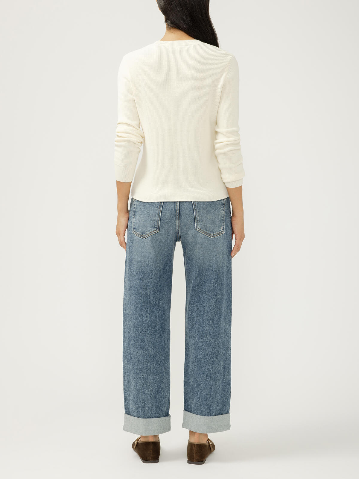 Silver Relaxed Mid Rise Straight Leg Jeans