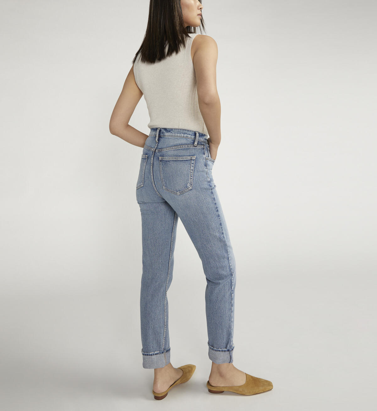 Silver 90s Boyfriend High Rise Straight Leg Jeans