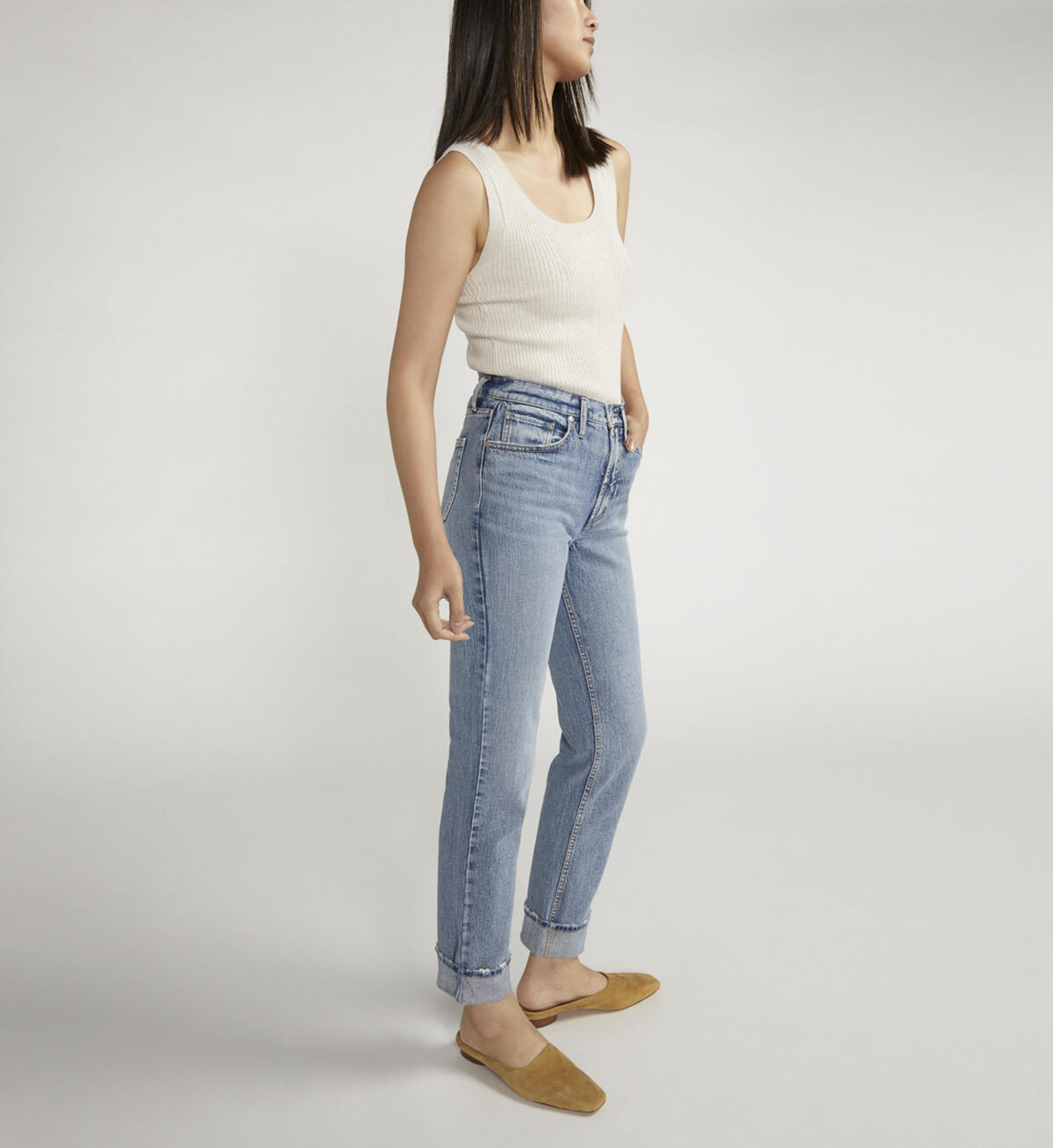 Silver 90s Boyfriend High Rise Straight Leg Jeans