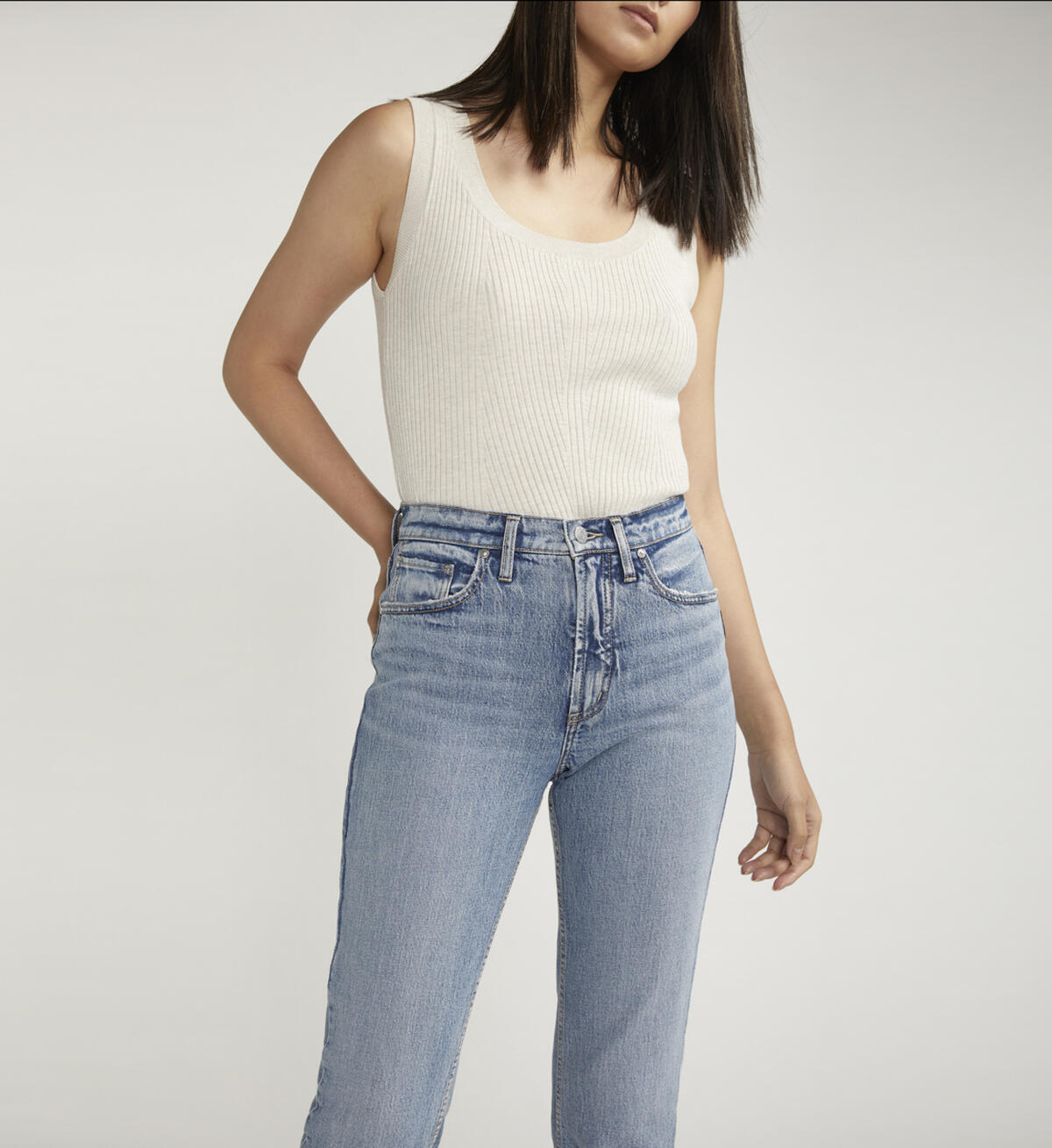 Silver 90s Boyfriend High Rise Straight Leg Jeans