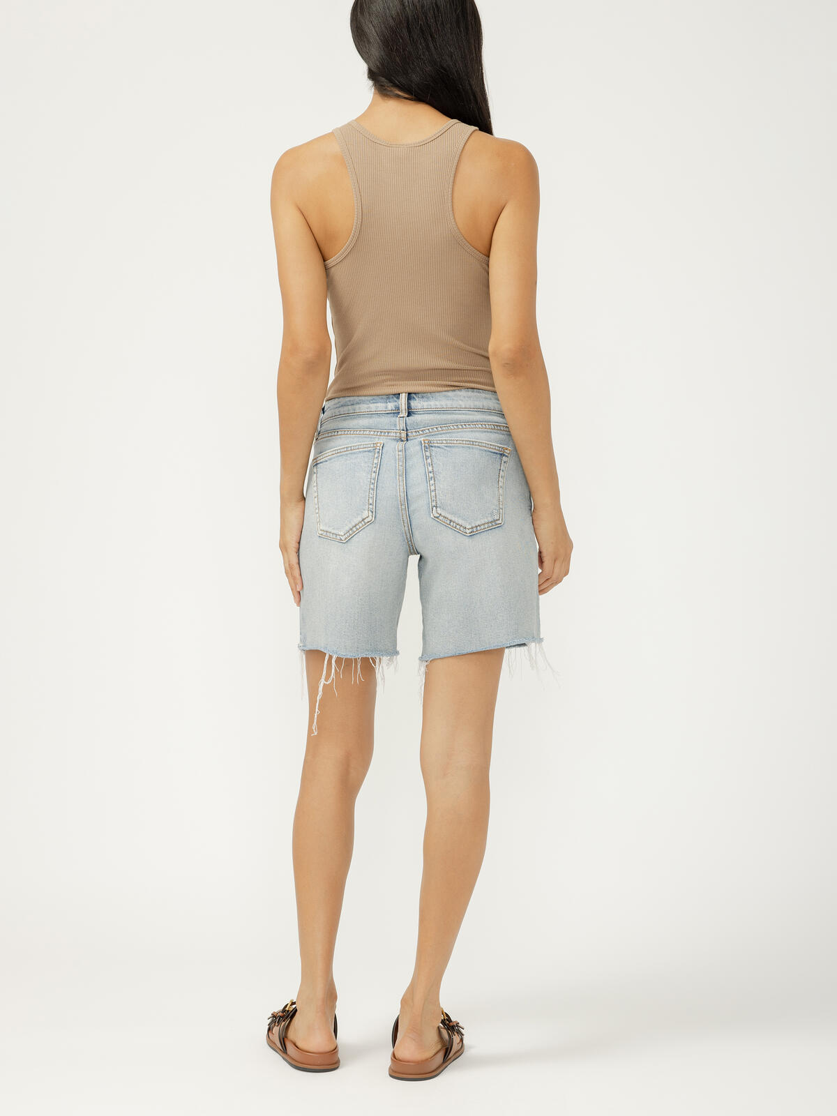 Silver Suki Mid Rise Long Shorts