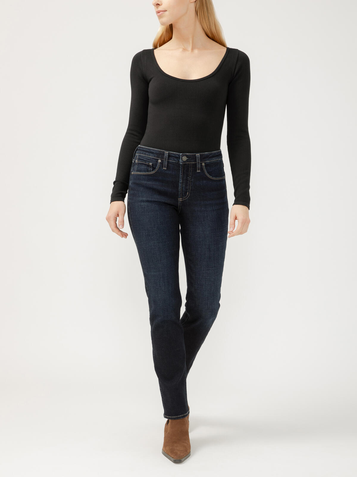 Silver Most Wanted Mid Rise Straight Leg Jeans
