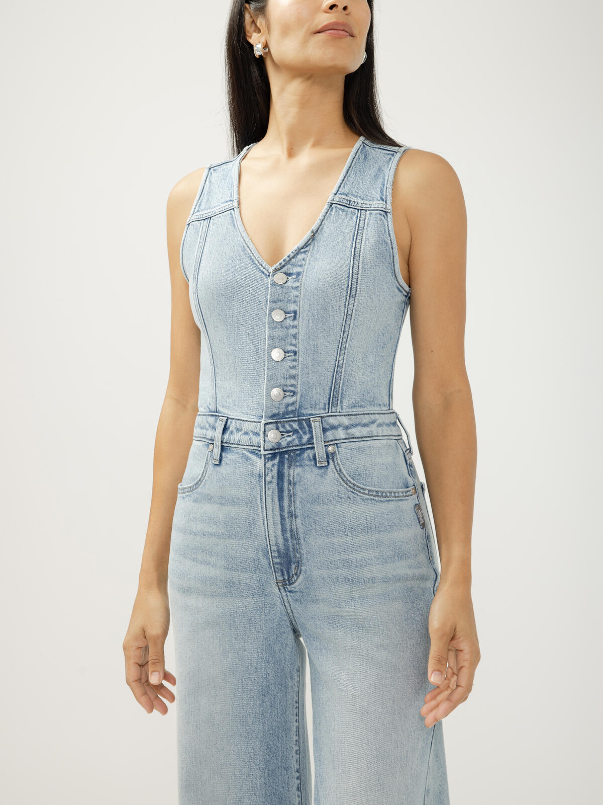 Silver Wide Leg Vest Jumpsuit