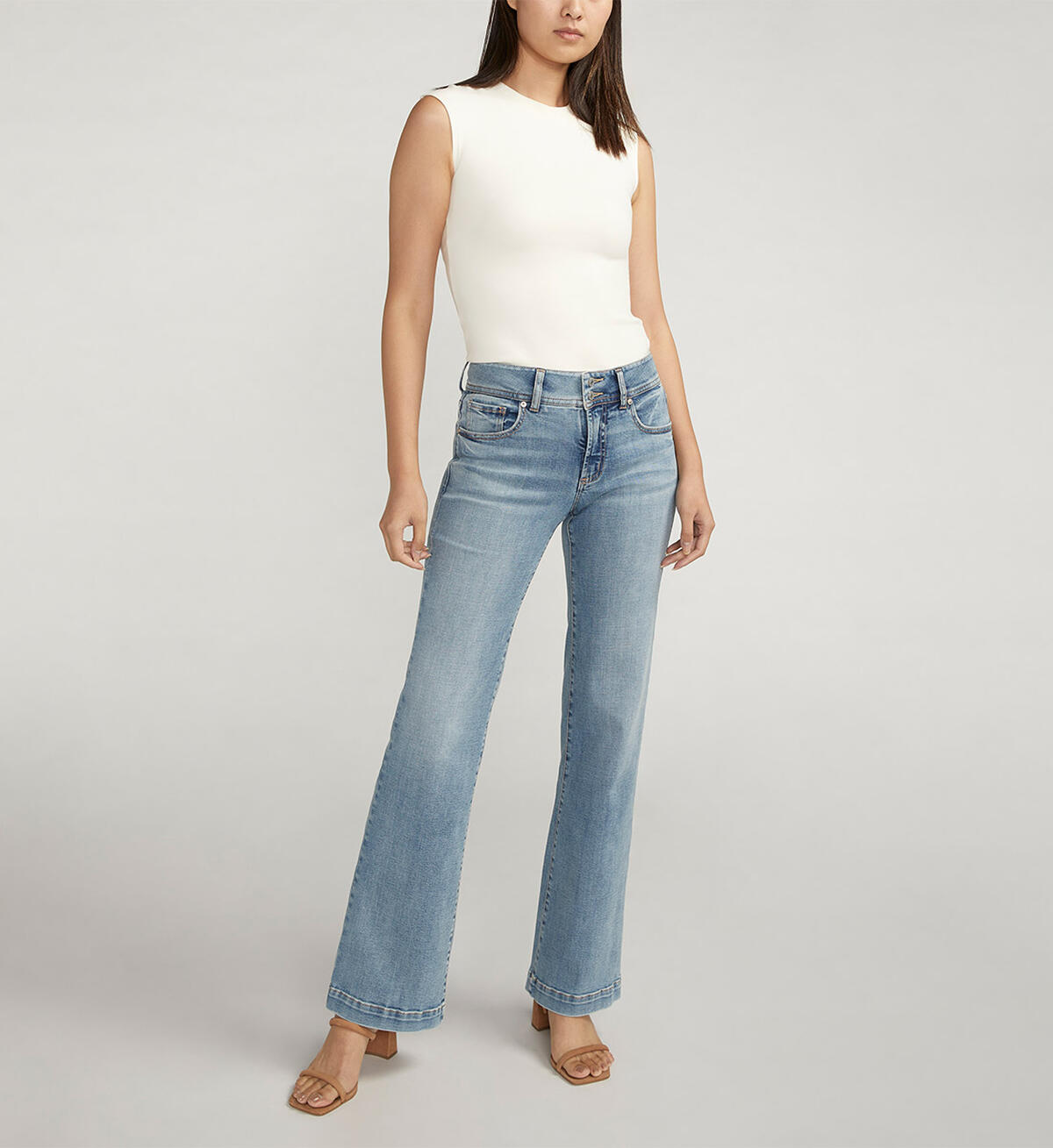 Silver Suki Mid Rise Trouser Leg Jeans