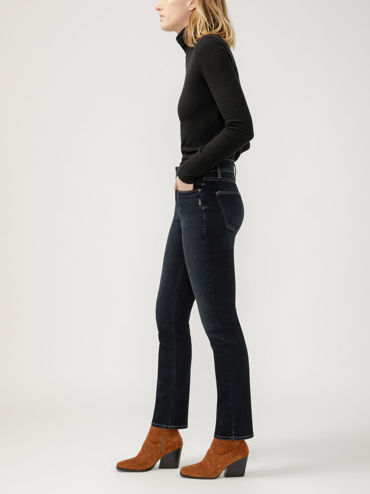 Silver Avery High Rise Straight Leg Jeans