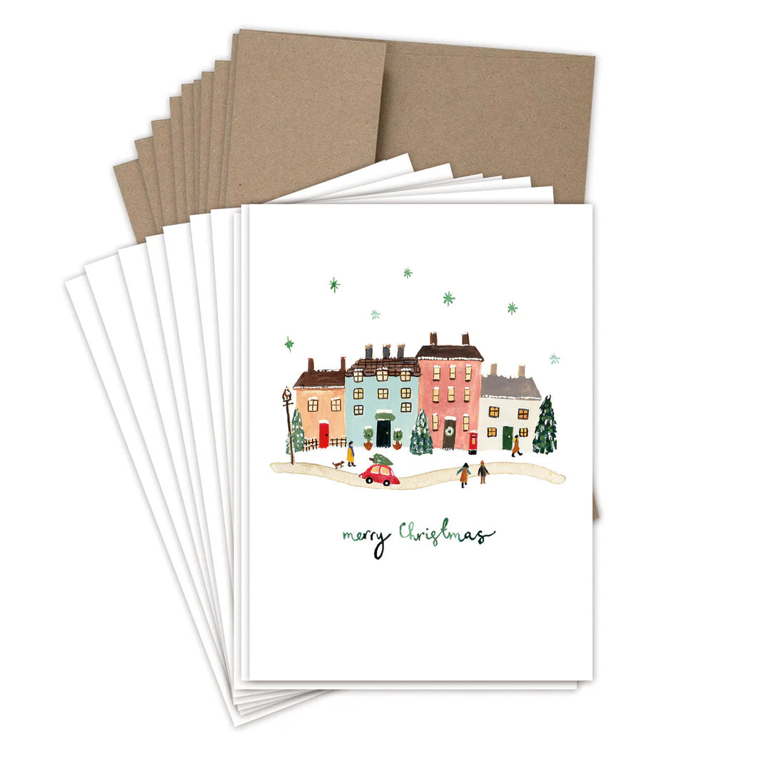 Little Christmas Village Boxed Holiday Cards - Set of 10