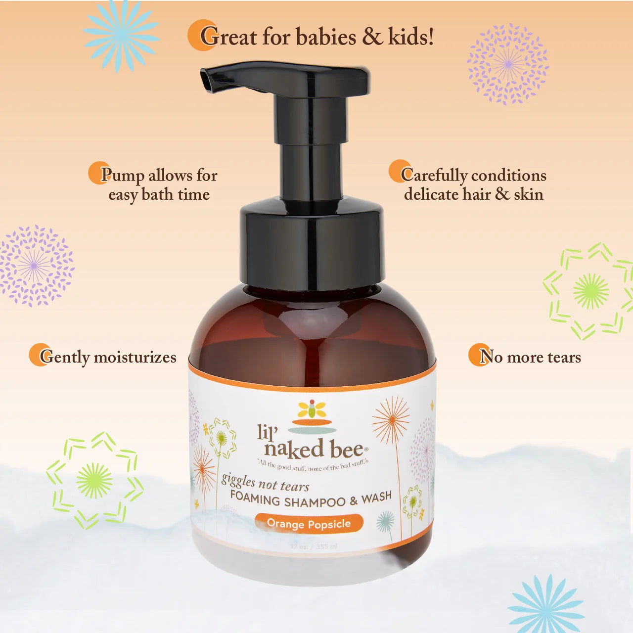 Orange Popsicle Giggles Not Tears Foaming Shampoo & Wash, 12 Oz.
