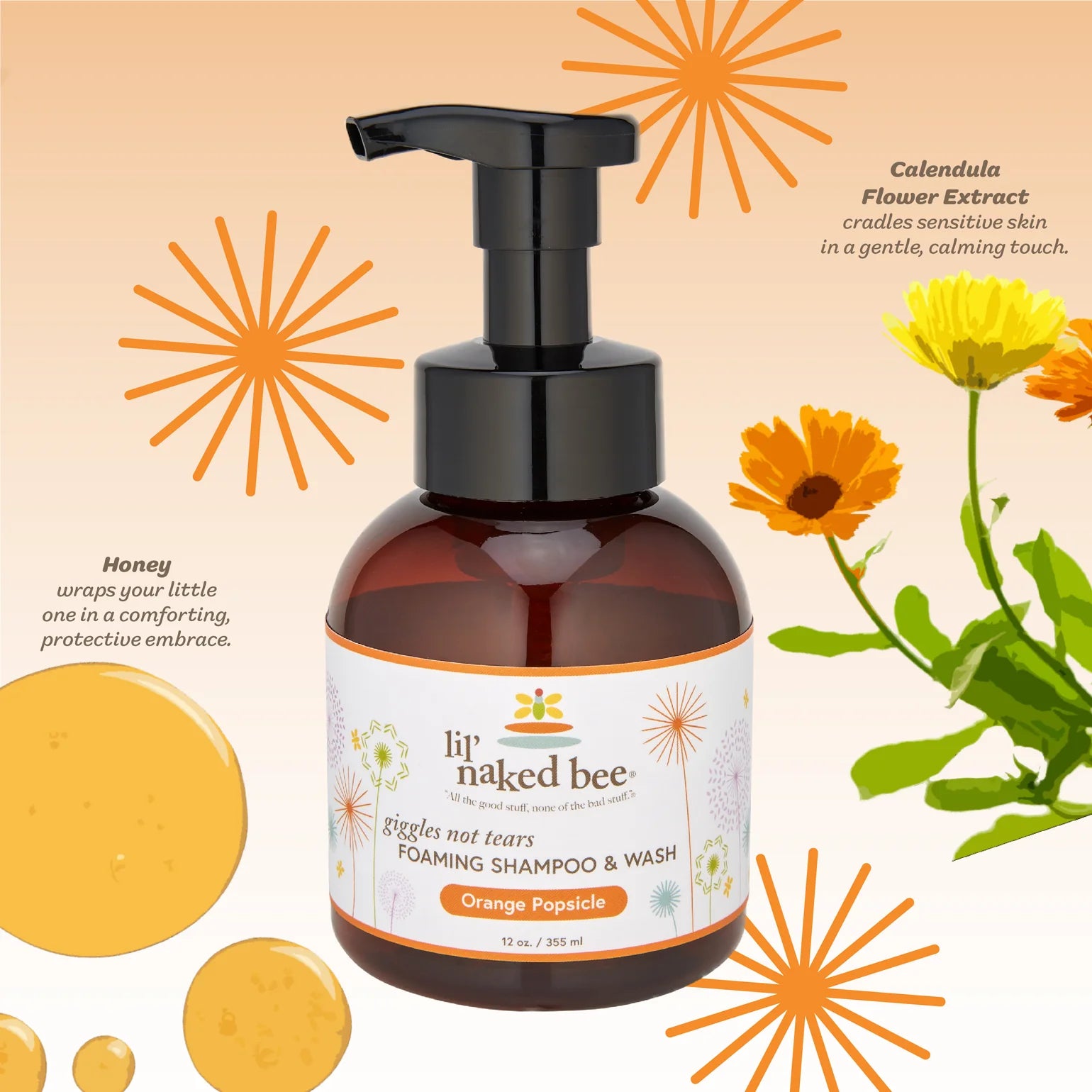 Orange Popsicle Giggles Not Tears Foaming Shampoo & Wash, 12 Oz.