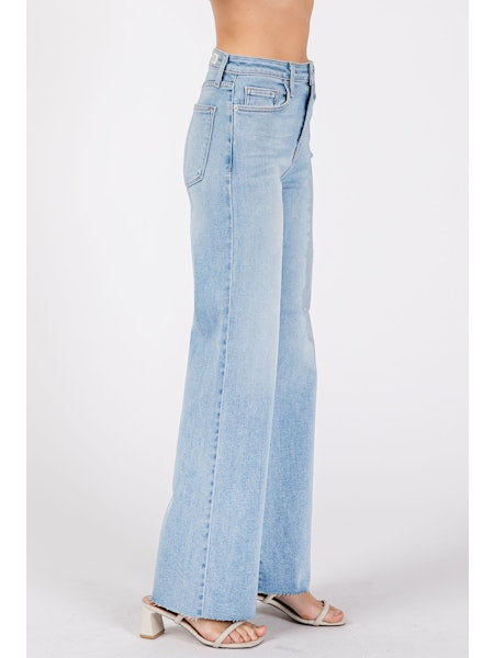L.T.J. Paola A-Line Scissor Hem Wide Leg Jean