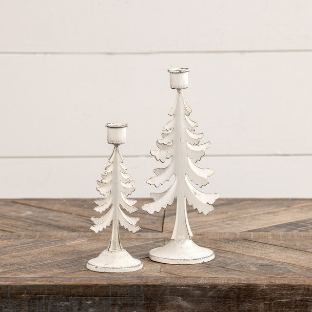 White Pine Tree Taper Candle Holder