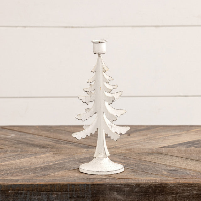 White Pine Tree Taper Candle Holder