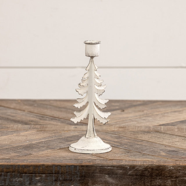 White Pine Tree Taper Candle Holder