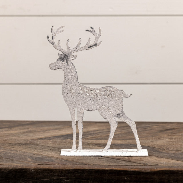 Standing White Metal Deer