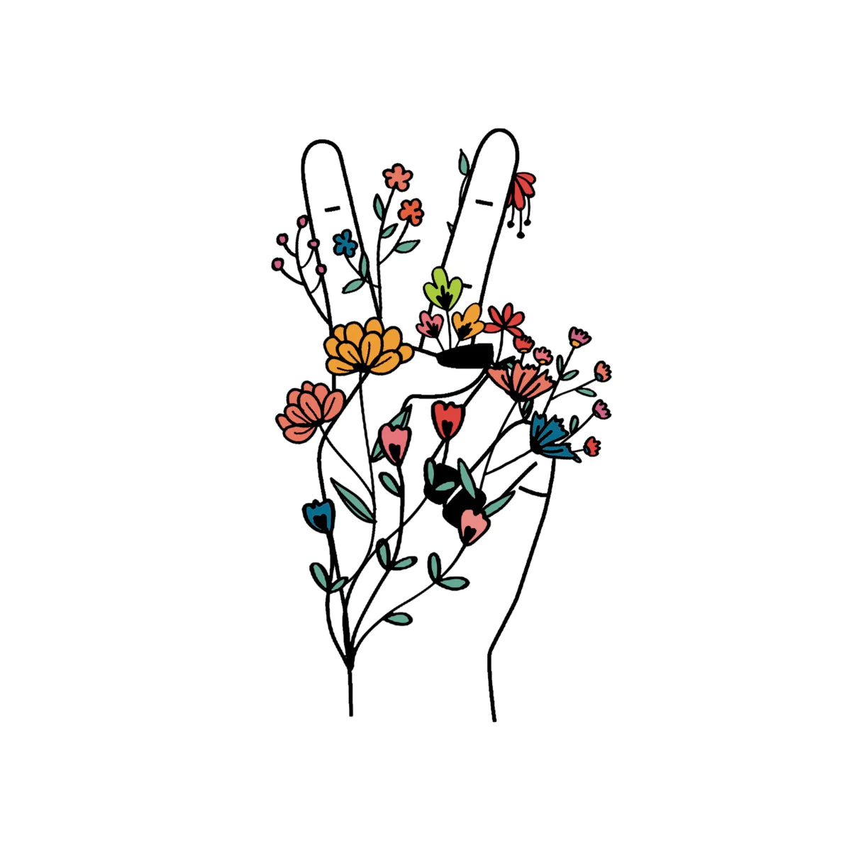 Peace Flower Hand Sticker
