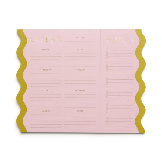 Meal Planner Notepad with Magnets - Pink + Chartreuse