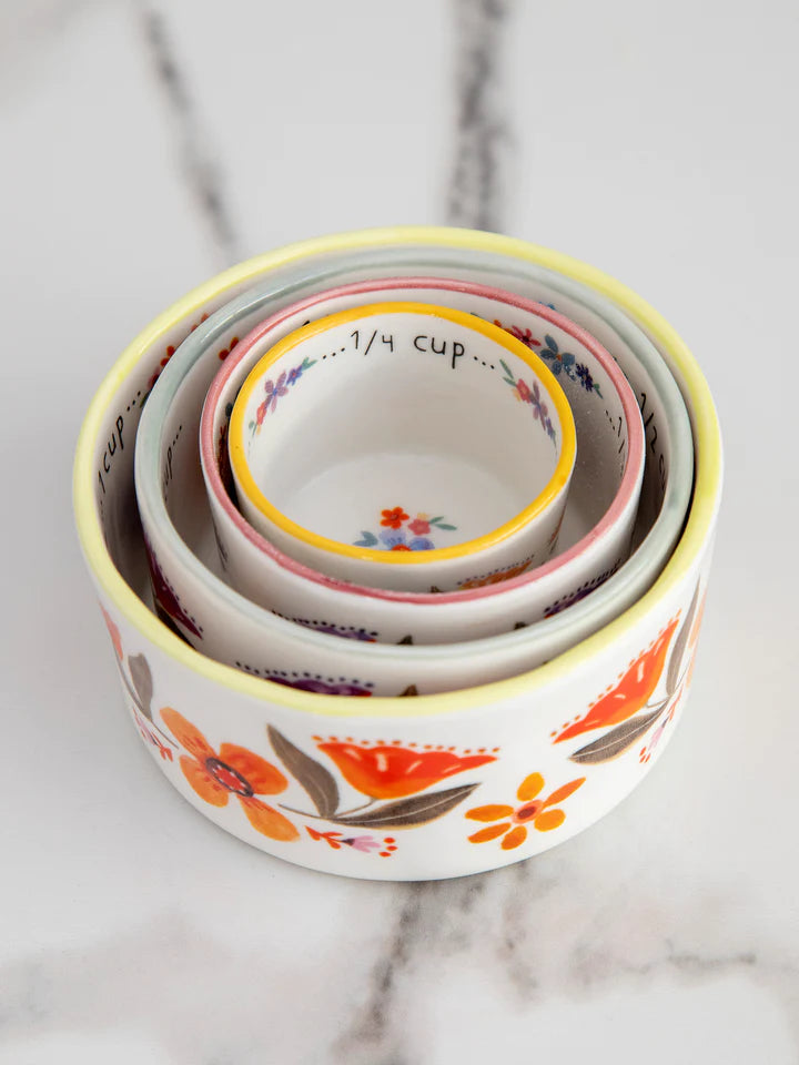 Ceramic Nesting Measuring Cups - Rainbow Floral