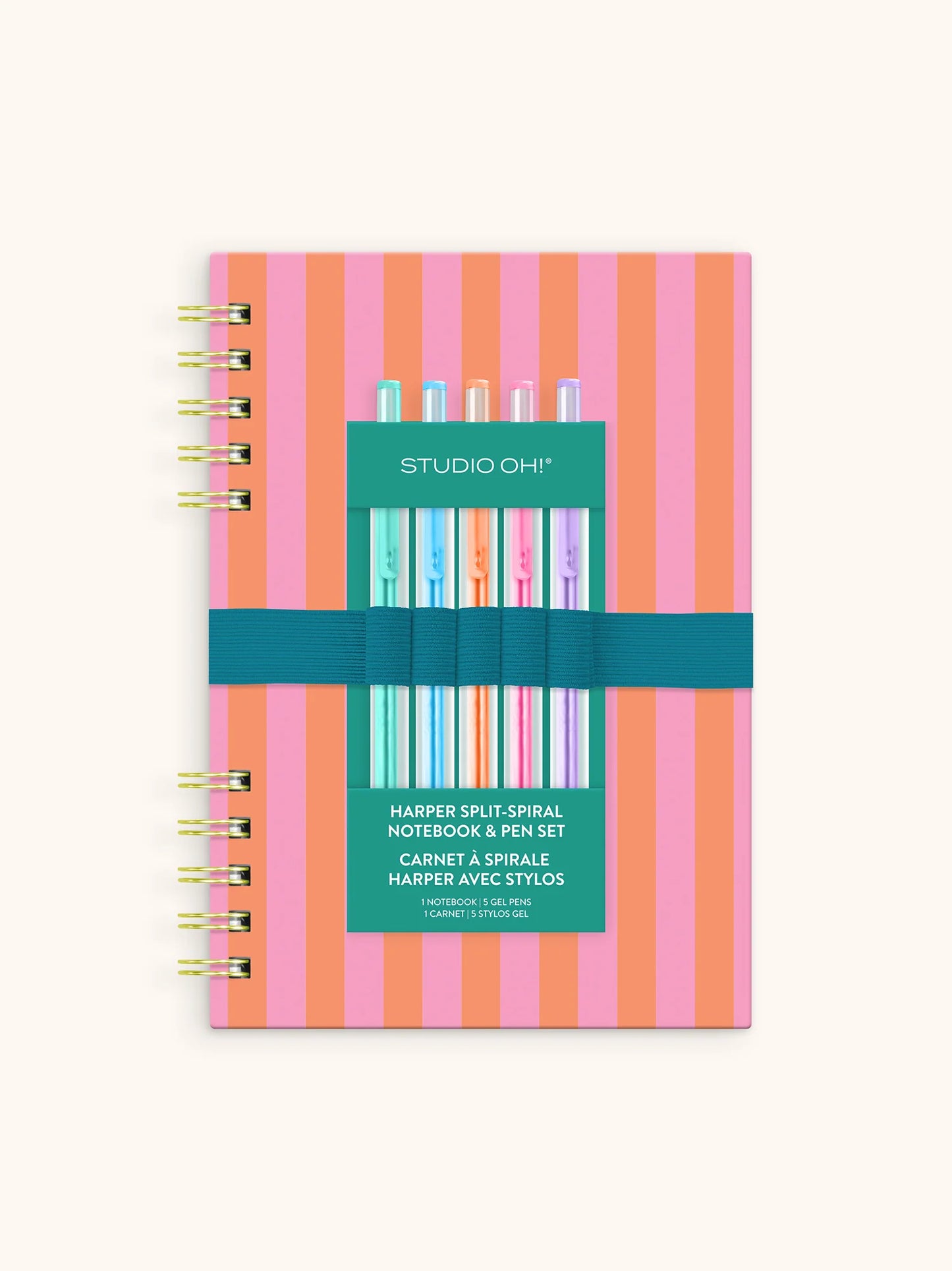 Cabana Stripes Harper Split-Spiral Notebook & Pen Set