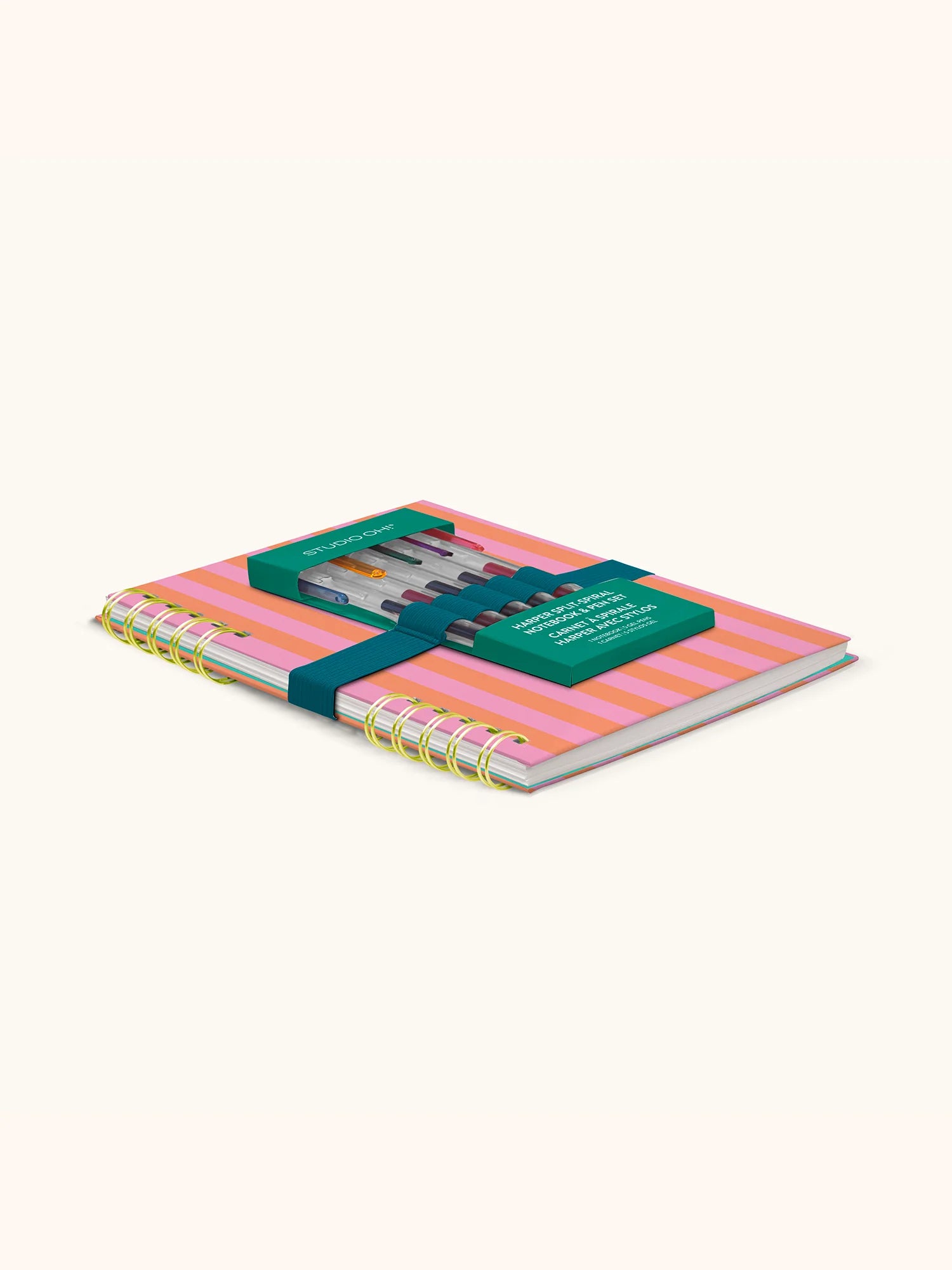 Cabana Stripes Harper Split-Spiral Notebook & Pen Set