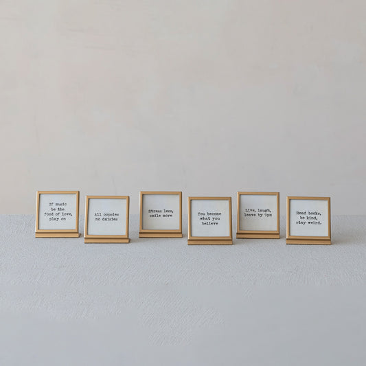 Metal & Glass Frame with Easel & Saying