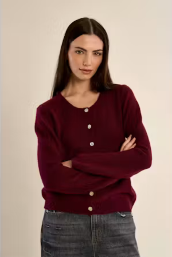 Molly Bracken Dark Red Knitted Cardigan
