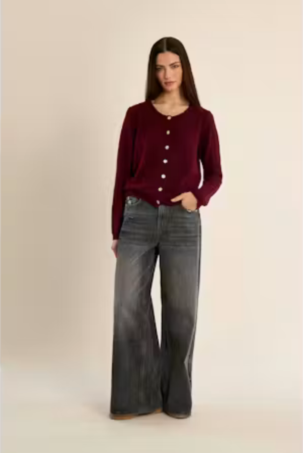 Molly Bracken Dark Red Knitted Cardigan