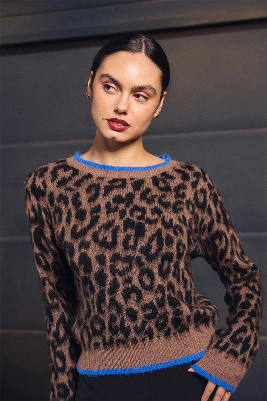 Molly Bracken Leopard Knit Sweater