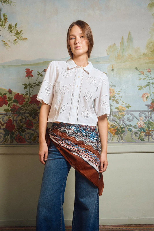 Molly Bracken Openwork Embroidery Cotton Shirt