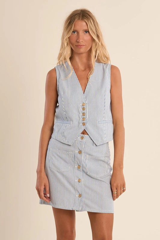 Molly Bracken Striped Denim Vest