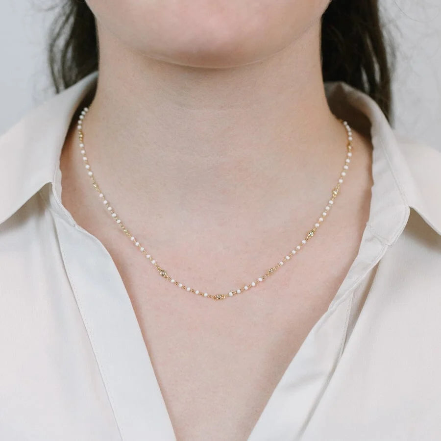 Athena Designs Beaded Bezel Necklace