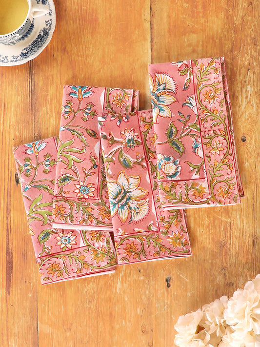 April Cornell Blossom Block Print Napkin Set of 4