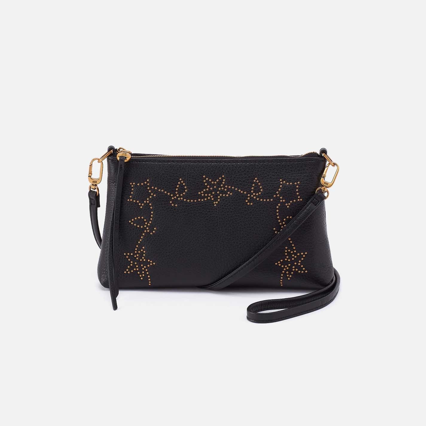Hobo Darcy Crossbody Purse Black With Floral Studs