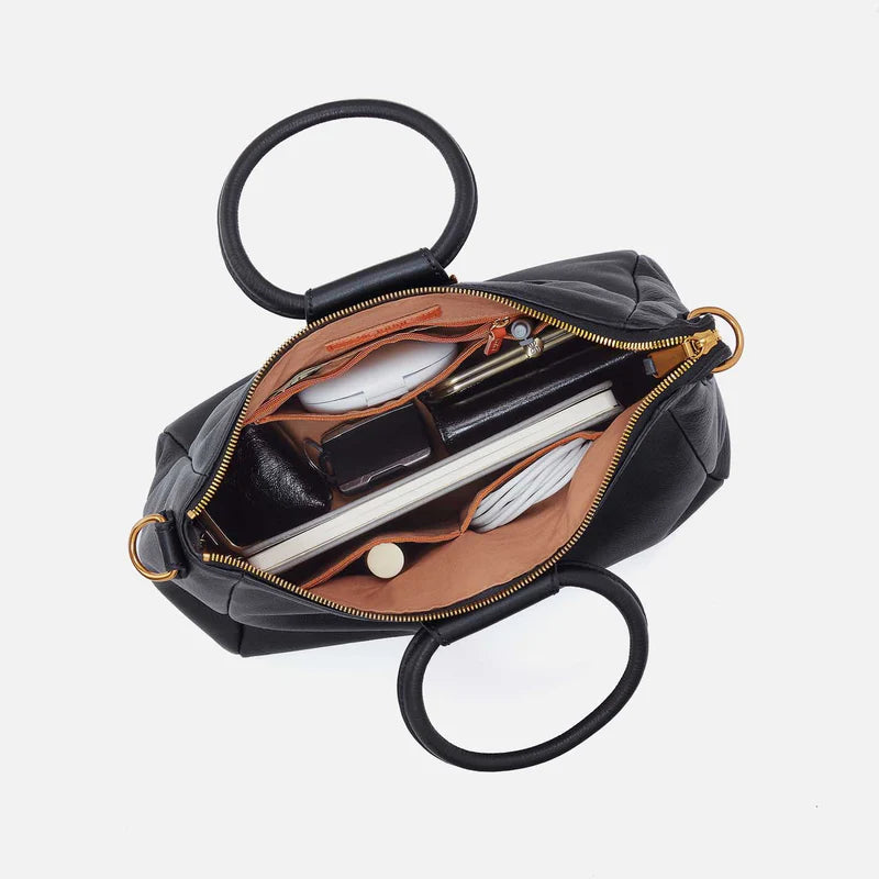 Hobo Sheila Medium Satchel Black With Floral Studs