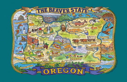 Oregon Adventure Destinations Tea Towel