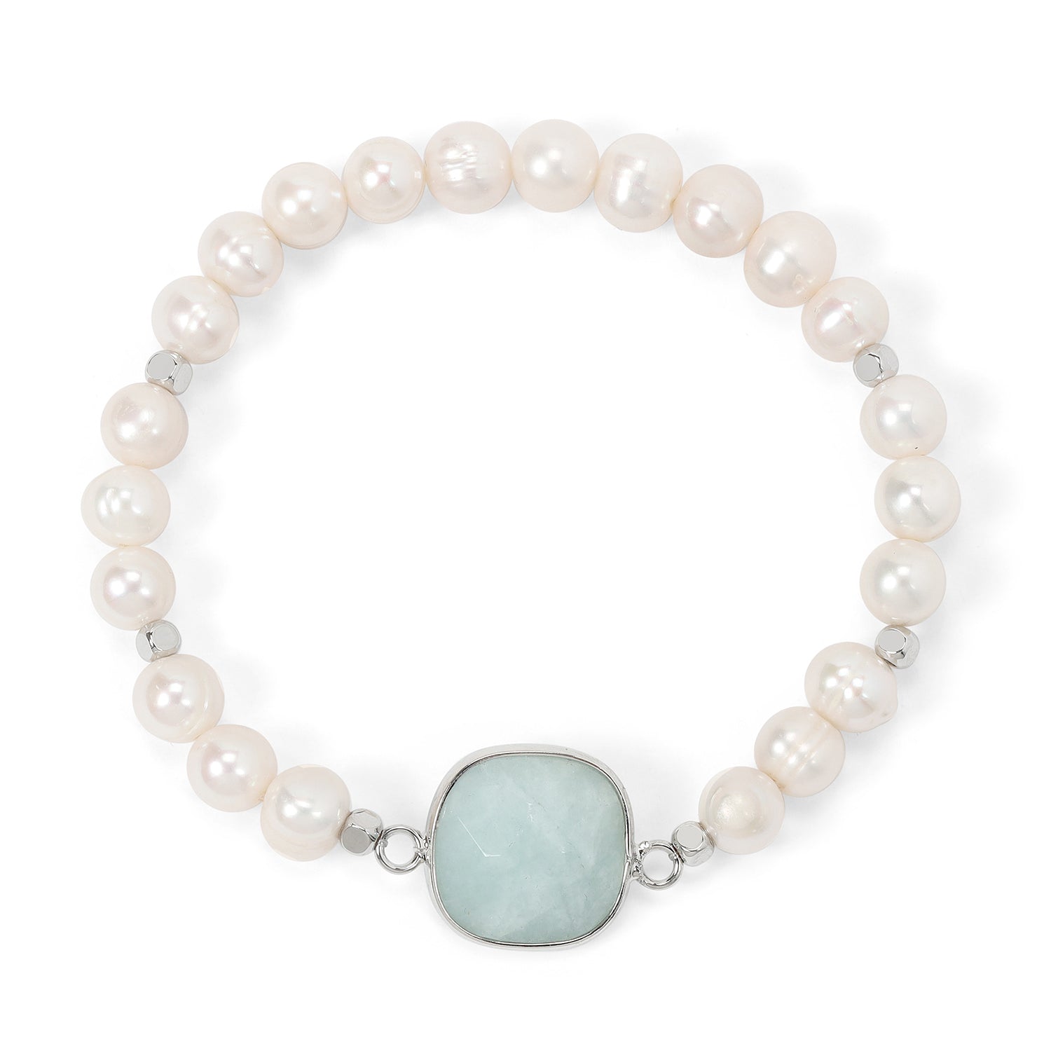 Pearl and Faceted Aquamarine Bracelet