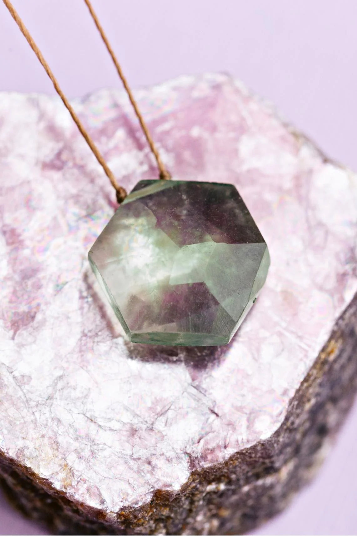 Prasiolite Sacred Geometry Necklace for Heart Opener