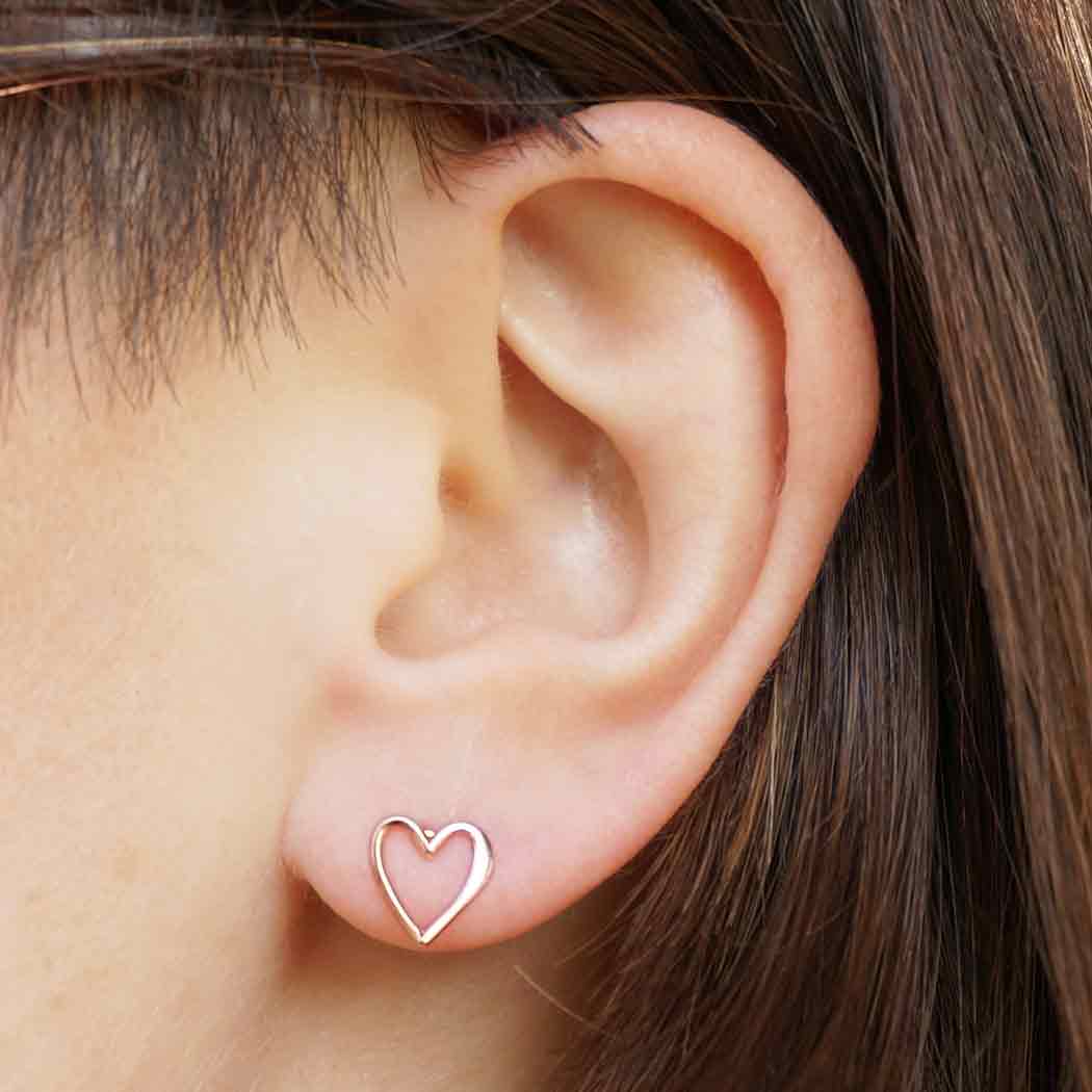 Rose Gold Heart Outline Earrings