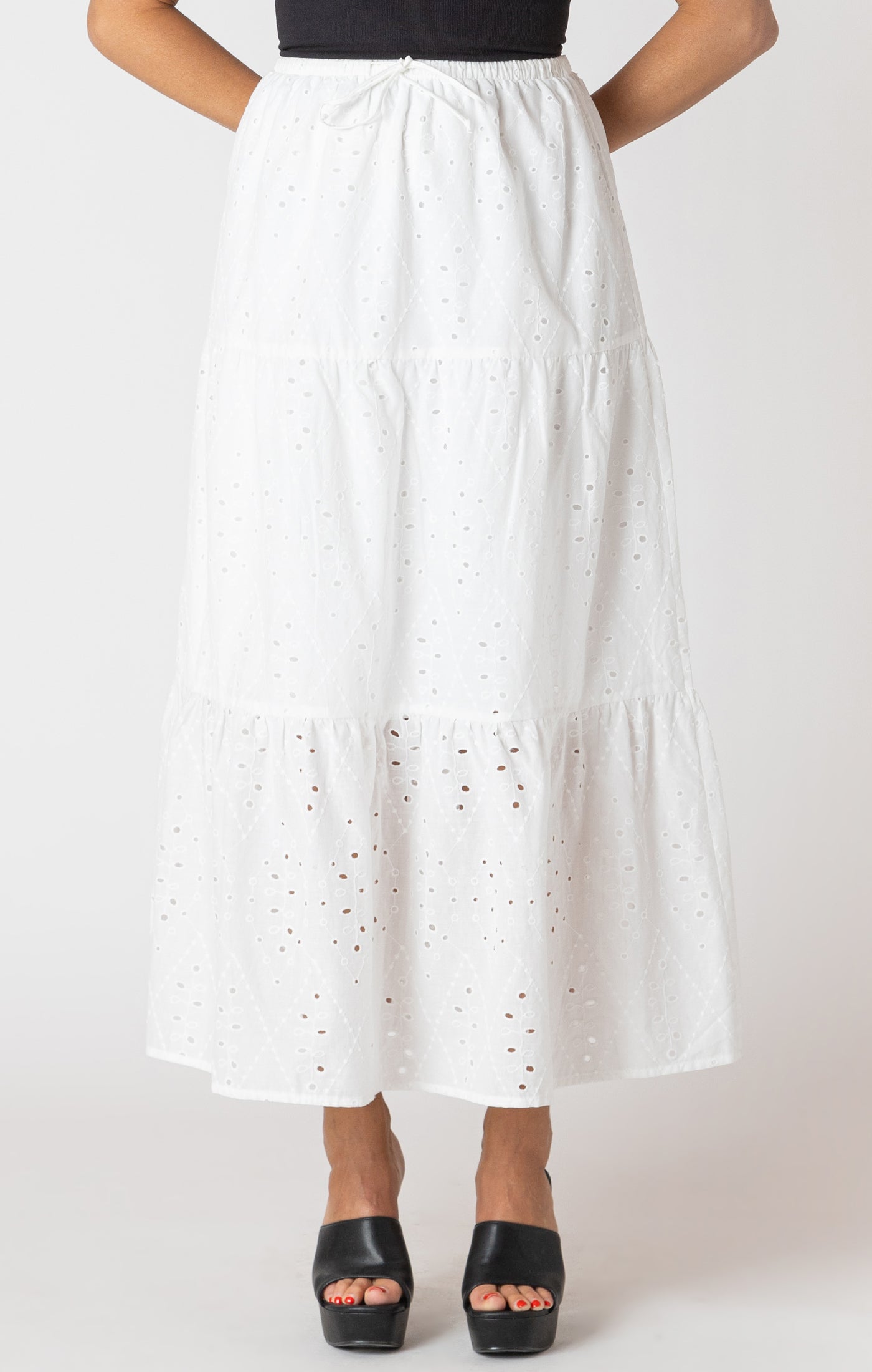 Room 34 Embroidered Eyelet Maxi Skirt